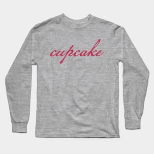 Cupcake Typography Viva Magenta Script Long Sleeve T-Shirt